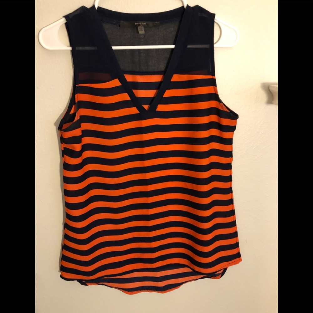 Navy Blue/Red Striped Tank Top